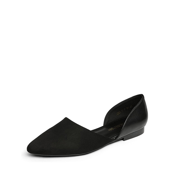 Pointed-Toe Slip on Flats - BLACK SUEDE -  0